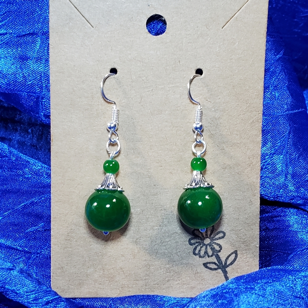 Transparent Green Glass Bead earrings